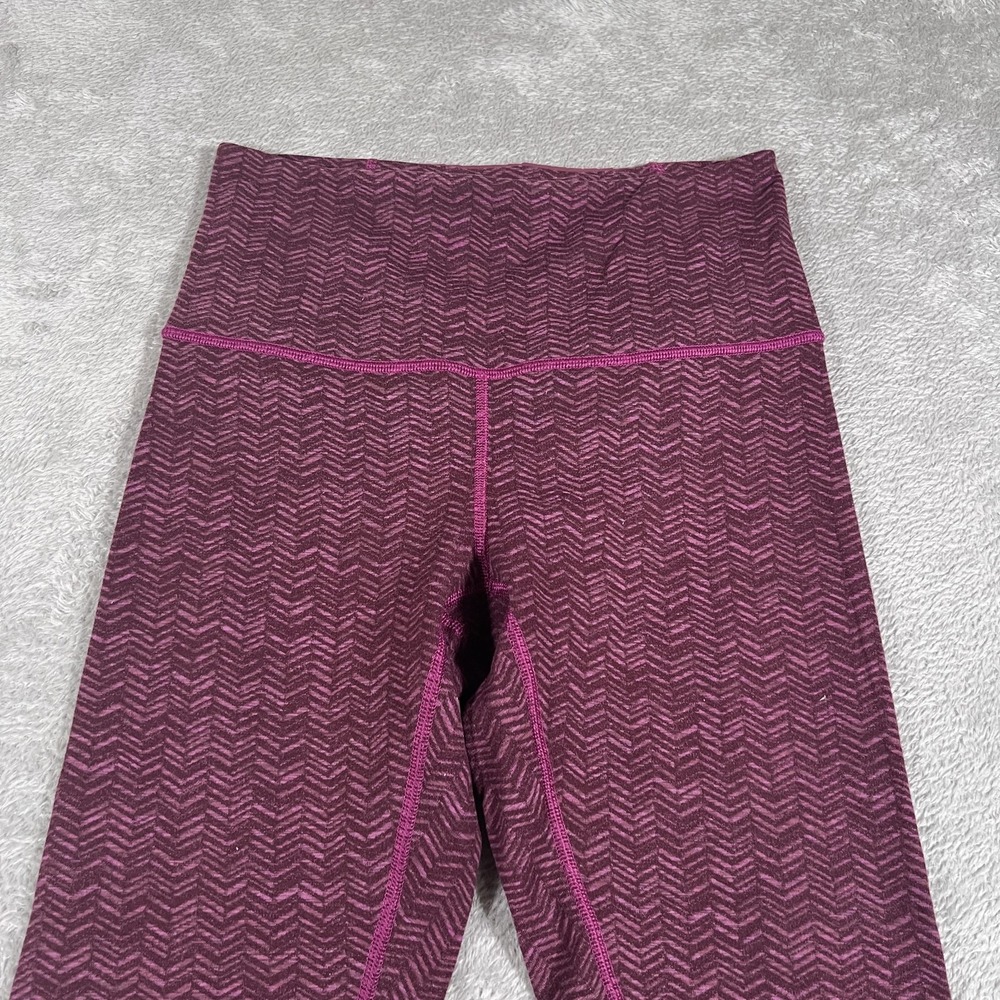 Lululemon Leggings Womens 6 Heather Burgundy Plum Herringbone Crop Yoga Luon‎